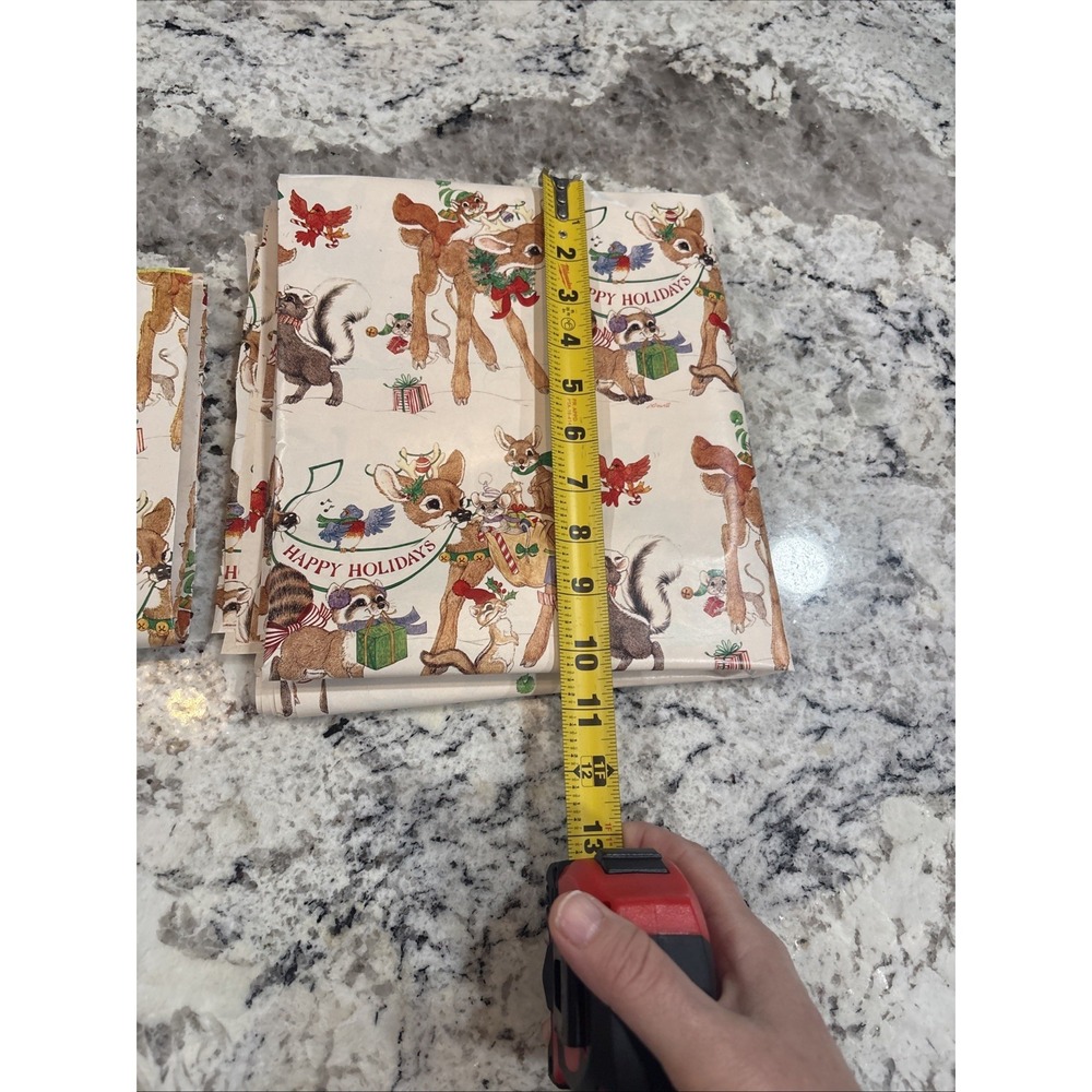 9 VTG LK‎ Powell Woodland Animals Happy Holidays Wrapping Paper gift wrap READ - Picture 14 of 16